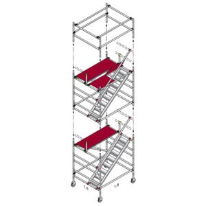 Wide Span 1500 TOWER Aluminum Scaffolding (length) = 1850mm x (width) 1500mm x 20000mm(height)