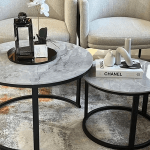 Coffee Table - Angela Nested 2pc Set Black Frame