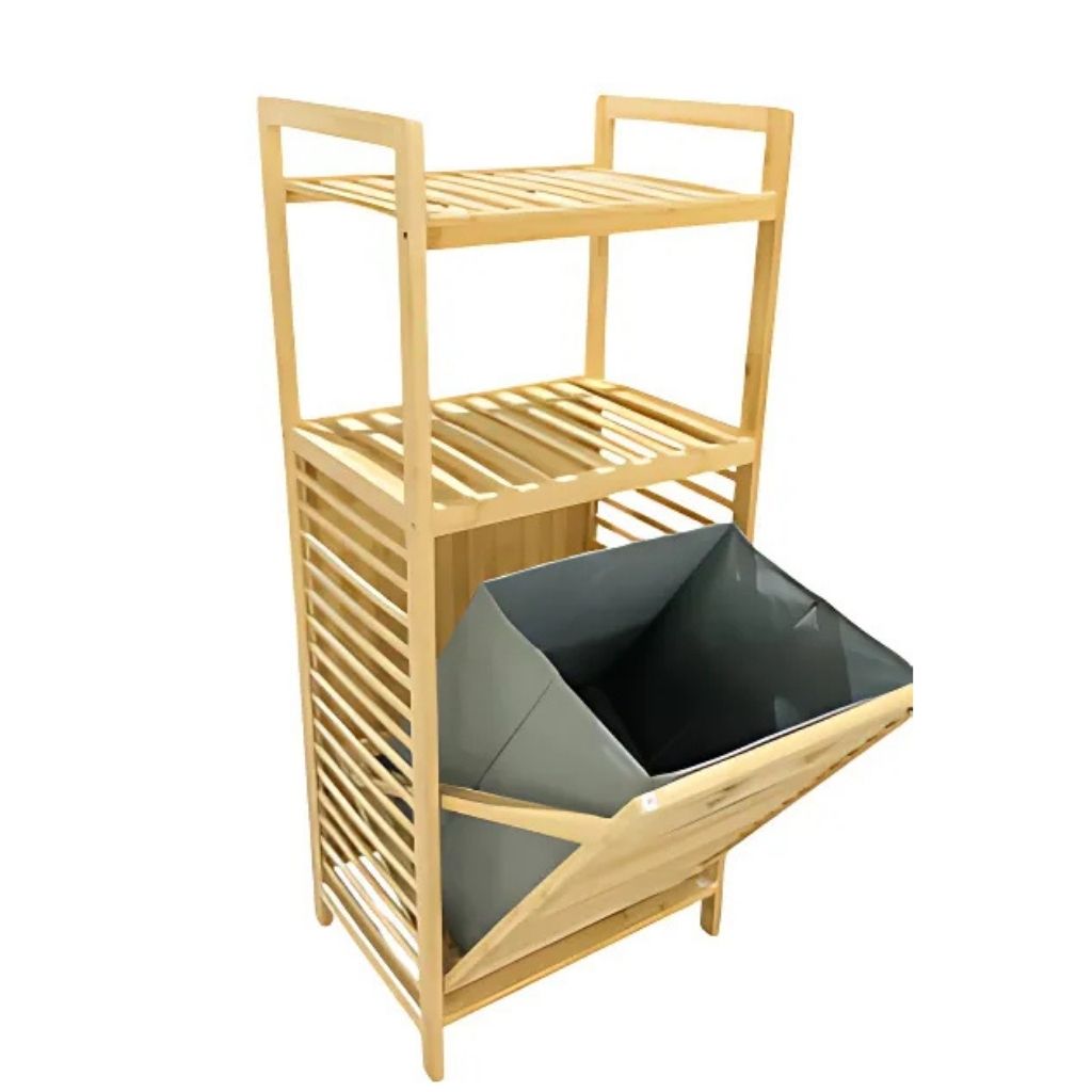 Bamboo Laundry Basket & Storage Rack