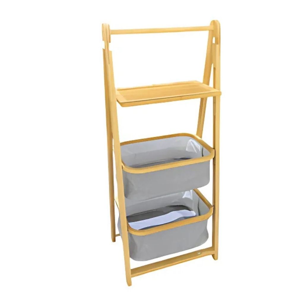 3 Tier Bamboo Basket Storage Rack