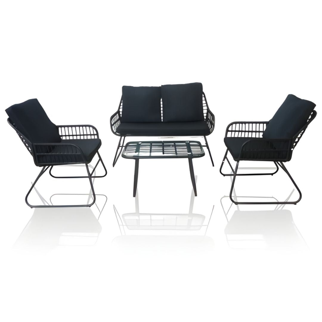 Bifanuo - 4 Piece Rattan Patio Set – Black - Image 2