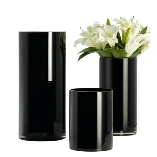 Cylinder Vases - Black Glass - Image 3