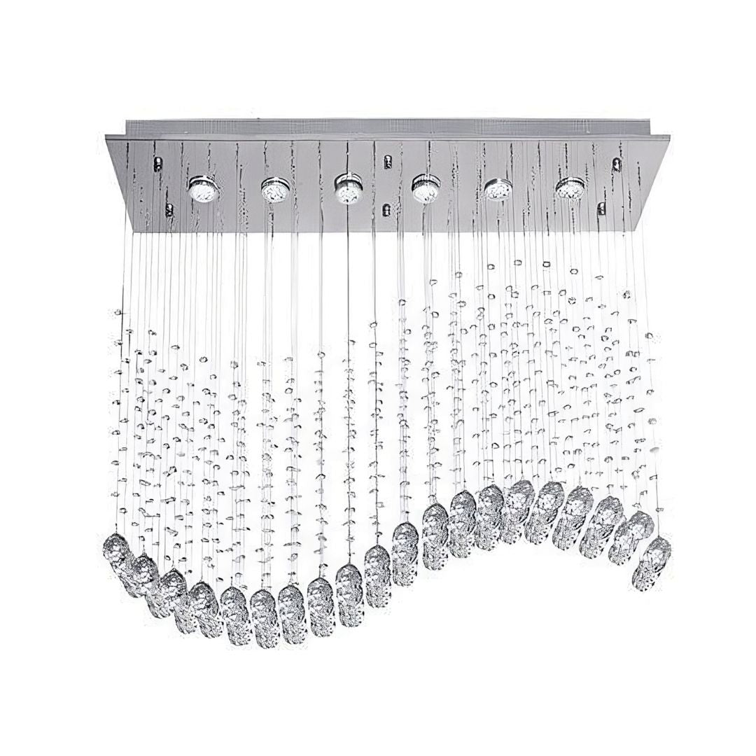 Chandelier Light - Chrome Crystal Wave
