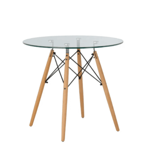 Emmy Table - Cafe Glass Top Round 80cm