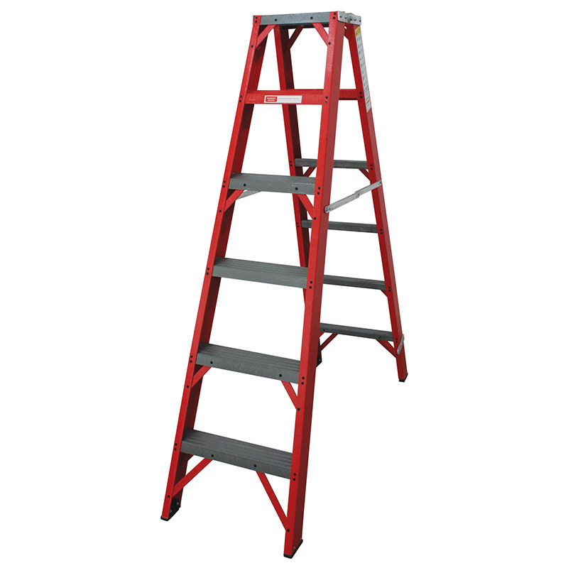 Industrial Duty A-Frame Double Sided Fully Fibreglass Stepladder – from 1.2m to 3.6m