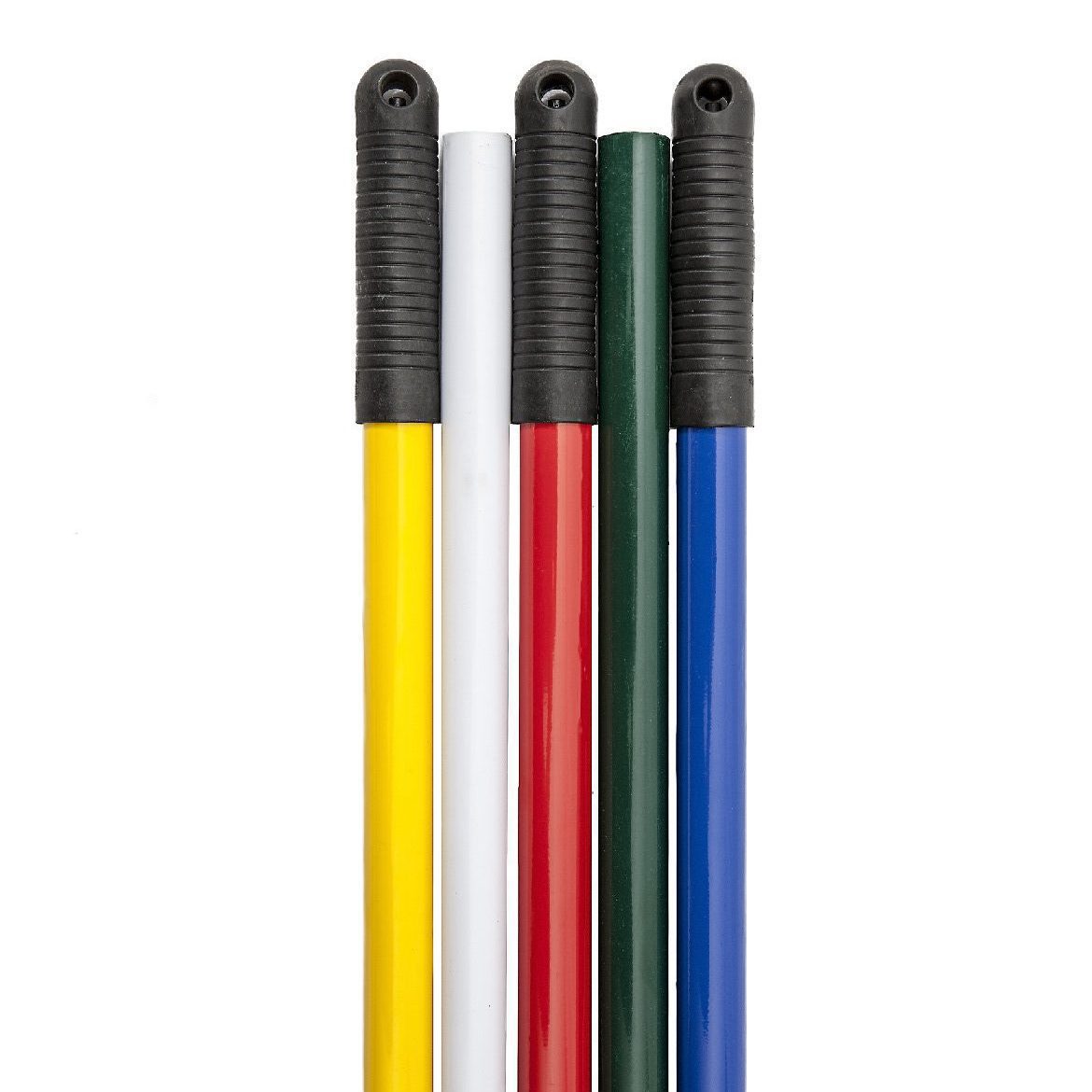 HANDLE ONLY – POWDER COATED METAL 1.5m x 25mm – BLUE, GREEN, RED, YELLOW AND WHITE