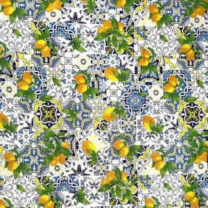 Printed Mini Matt - Mediterranean Tile Print with Lemons