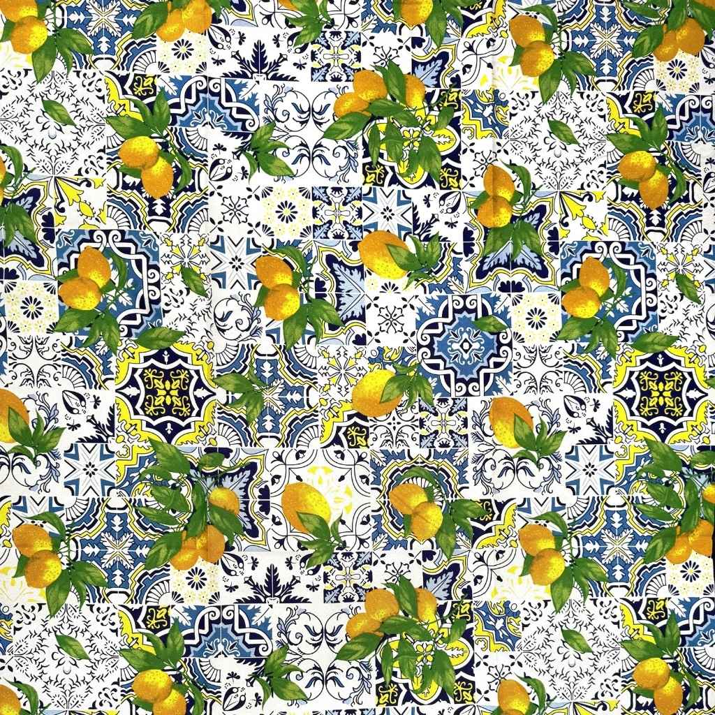 Printed Mini Matt - Mediterranean Tile Print with Lemons