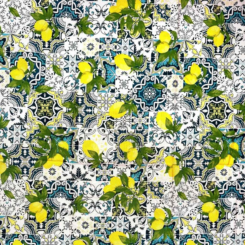 Printed Mini Matt - Mediterranean Tile Print with Lemons - Image 3