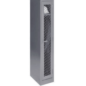 Single locker with mesh doors SLMD01 – 1800h x 300l x 450wmm – Hammerton Grey/Ivory Karoo