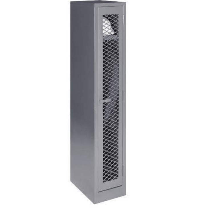 Single locker with mesh doors SLMD01 – 1800h x 300l x 450wmm – Hammerton Grey/Ivory Karoo