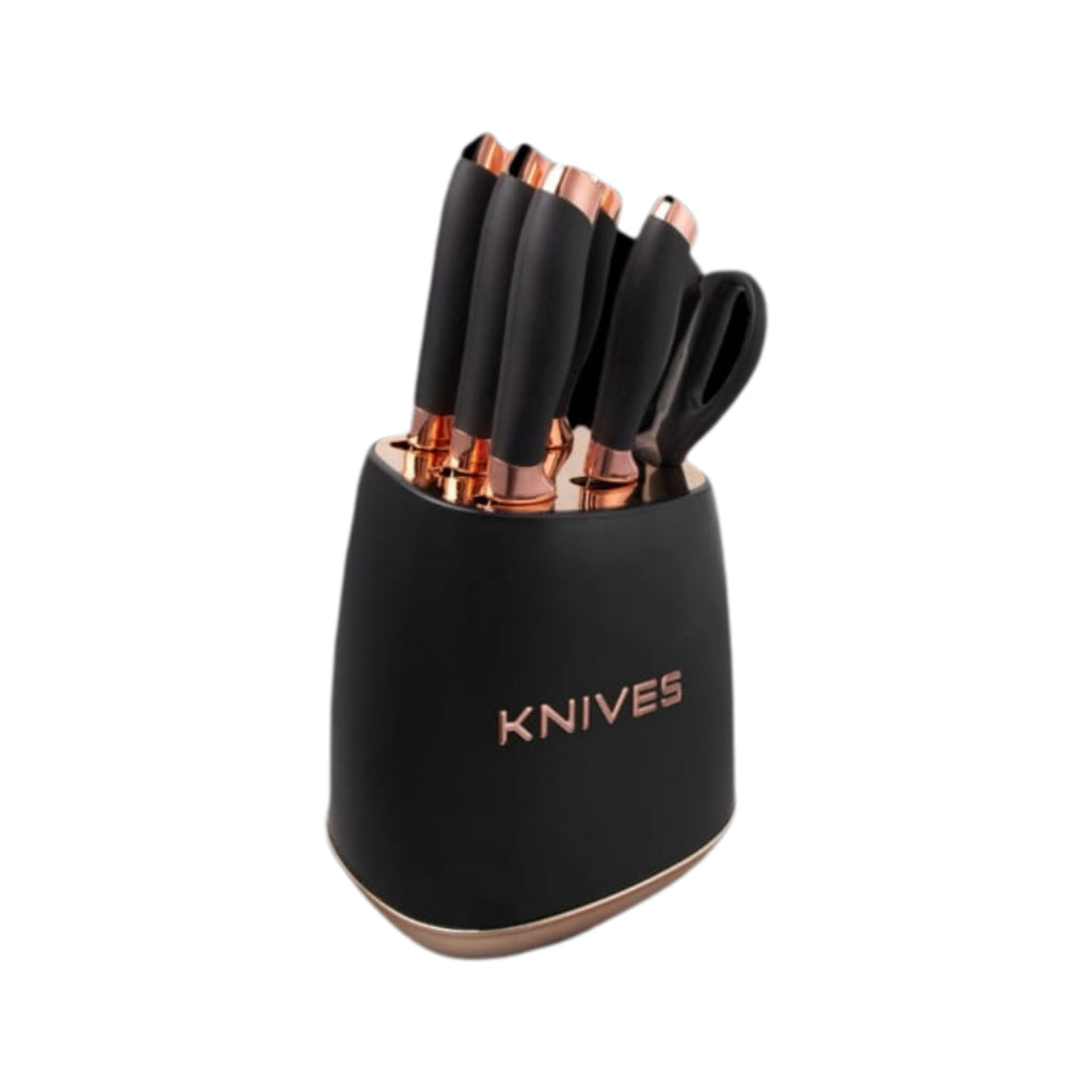 Milano Knife Set 7pc Gold Trim - Image 2