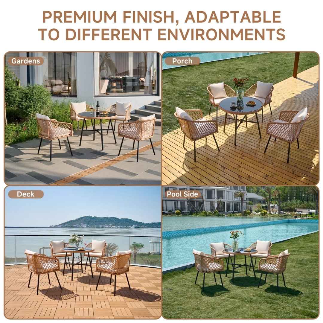 Romeo - 5 Piece Outdoor Rattan Dining Set - Image 6