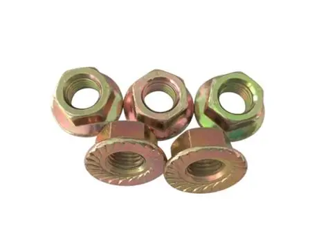 Nuts Hex Flange Yellow Zinc M5 – M12 and M16 (Packs of 100)