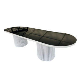 Dining Table - Oval Fluted - Black Gloss Top