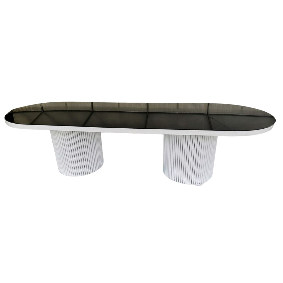 Dining Table - Oval Fluted - Black Gloss Top - Image 2