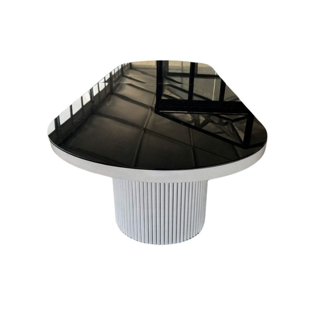 Dining Table - Oval Fluted - Black Gloss Top - Image 3
