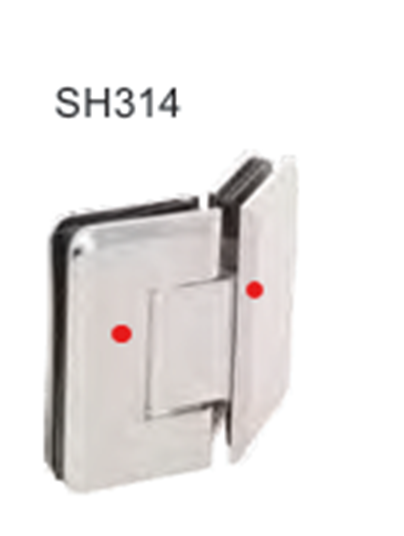 Frameless shower fittings HINGE GLASS TO GLASS 135deg ADJ PC and ADJ PSS