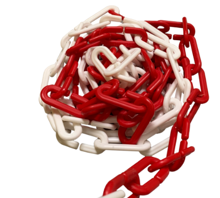 Chain Plastic Red & White 8mm x 25m/ Blue & White/Black & Yellow/black & white