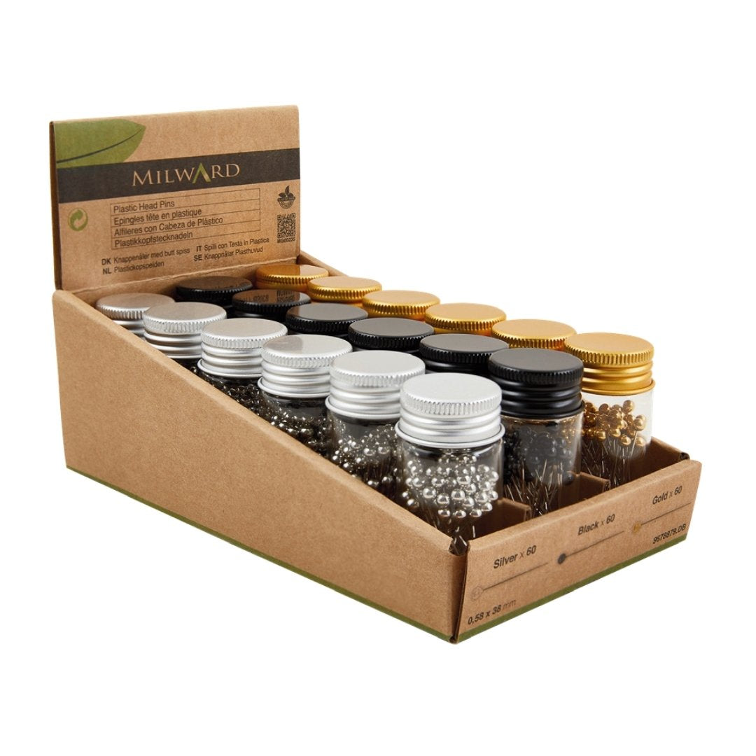 Plastic Headed Pins In Glass Jar - Image 2