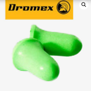 DROMEX EAR PLUGS – DISPOSABLE Dromex,Uncorded,Yellow (NRR 29db – SNR 33db) per box 0f 200