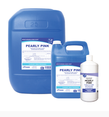Hospitality Pearly Pink – 1LT Retail, 1LT x 12, 5LT, 5LT x 4, 25LT, 200LT and 1000LT