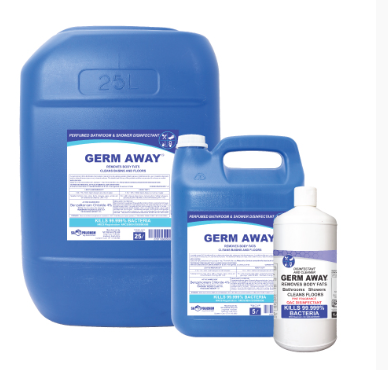 Hospitality Germ Away – 1LT Retail, 1LT x 12, 5LT, 5LT x 4, 25LT, 200LT and 1000LT