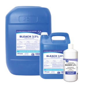 Hospitality Bleach 3.5% – 1LT Retail, 1LT x 12, 5LT, 5LT x 4, 25LT, 200LT and 1000LT
