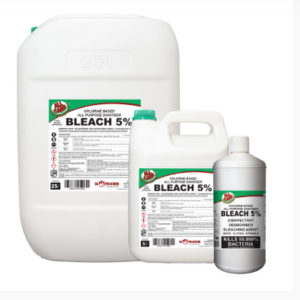 Hospitality Bleach 5% – 1LT Retail, 1LT x 12, 5LT, 5LT x 4, 25LT, 200LT and 1000L