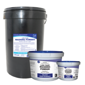 Hospitality Washing Powder LowFoam – 1kg Retail, 1kg x 12, 5kg, 5kg x 4, 12.5kg and 25kg
