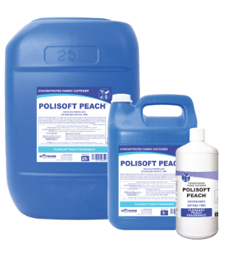 Hospitality Polisoft Peach – 1LT Retail, 1LT x 12, 5LT, 5LT x 4, 25LT, 200LT and 1000LT