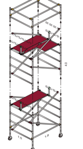 Wide Span 1500 TOWER Aluminum Scaffolding (length) = 1850mm x (width) 1500mm x 9200mm(height)