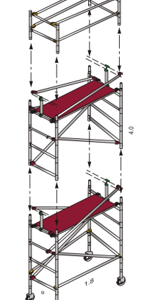 Narrow-Span 900 TOWER Aluminum Scaffolding (length) = 1850mm x (width) 900mm x 8200mm(height)