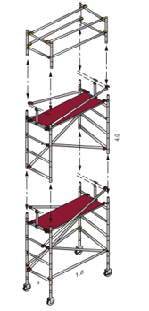 Narrow-Span 900 TOWER Aluminum Scaffolding (length) = 1850mm x (width) 900mm x 3200mm(height)