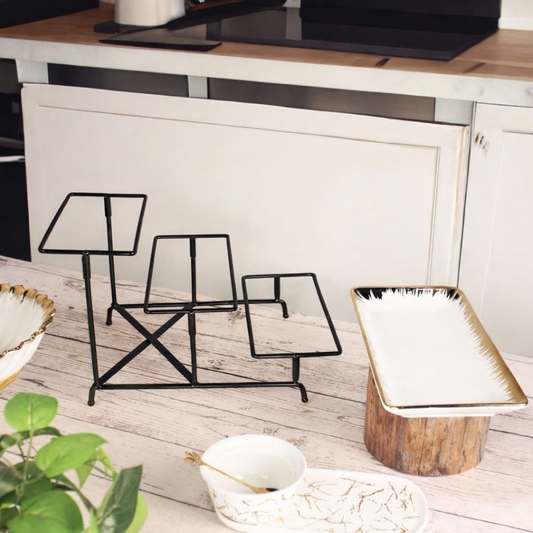 3 Tier Ceramic Serving Stand - Golden Eye - Image 2