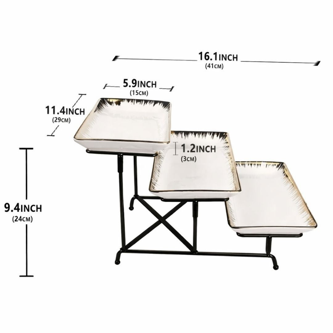 3 Tier Ceramic Serving Stand - Golden Eye - Image 4