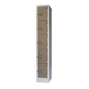 5 Compartment Locker – LOC005 – 1800h x 300w x 450d – Hammerton Grey / Ivory Karoo