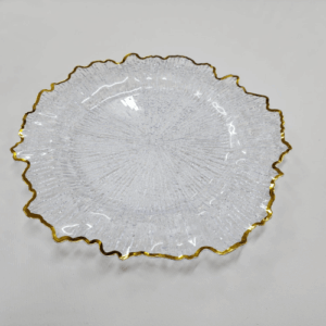 Underplates - Clear Plastic Leaf Gold Edge