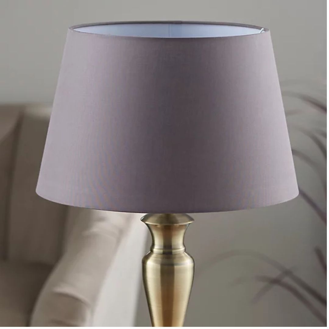 Table lamp - Antique Brass & Charcoal Grey Cotton - Image 2