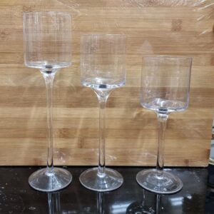 Candle Stand - 3pc Glass Zuri Clear