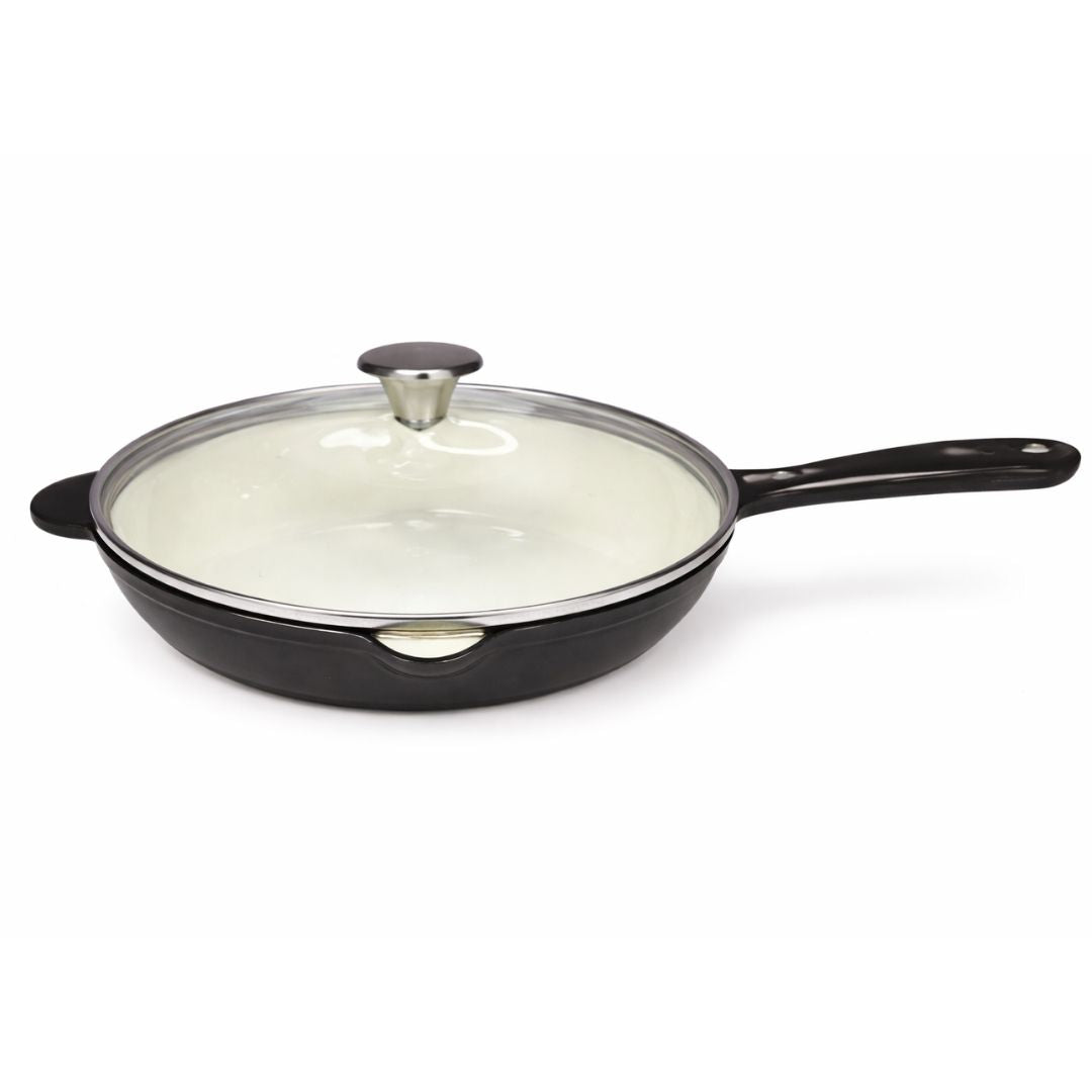 Cast Iron Frypan with Glass Lid - 27cm - Image 4