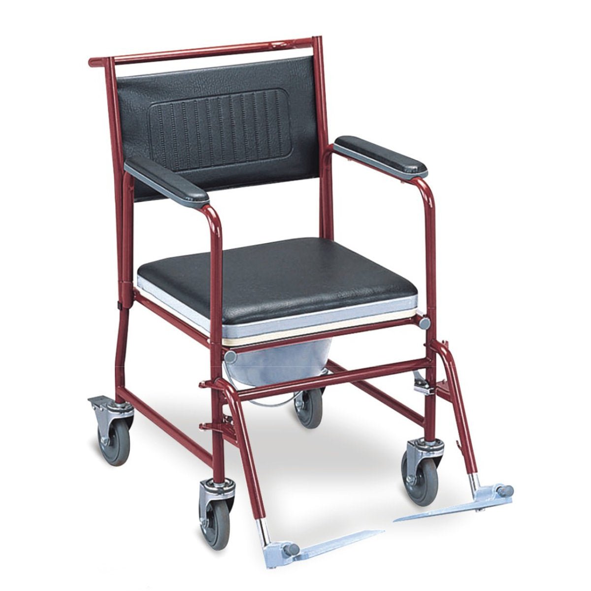 Steel Commode Chair FS691 - Detachable Arms & Footrests
