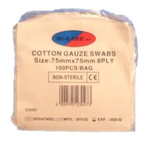 Cotton Gauze Swabs - Non-sterile (100's) 8 ply (MOQ: 50)