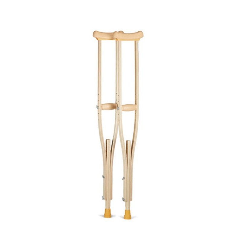 Adjustable Wooden Underarm Crutches - Durable Mobility Aid
