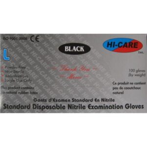 EXAMINATION GLOVES - BLACK NITRILE - POWDER FREE - BOX 100  -  5g weight