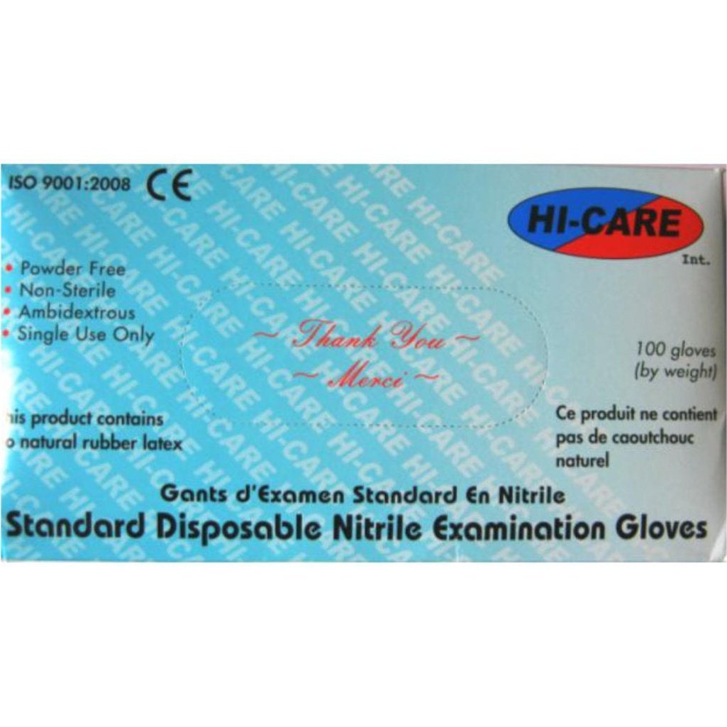 EXAMINATION GLOVES - NITRILE - POWDER FREE - BOX 100 - 5g weight