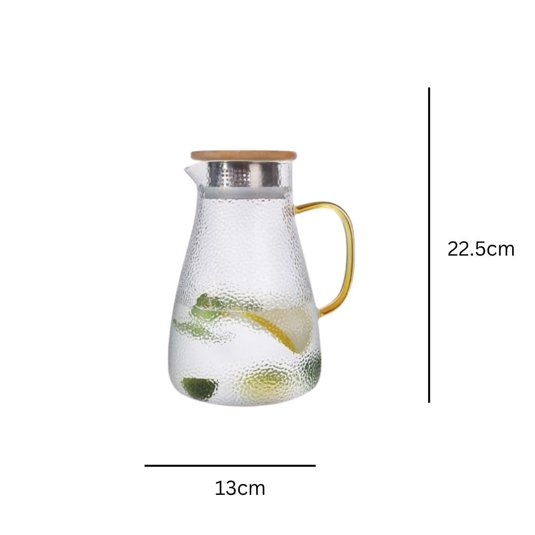 Stylish Glass Water Jug with Gold Handle & Lid - 1.5L - Image 2