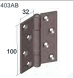 Aluminium butt hinge Finish: 403AB/BR – Bronze PC 403AB/W – White PC 403AB/BL – Black PC 403AB/N – Natural Anod