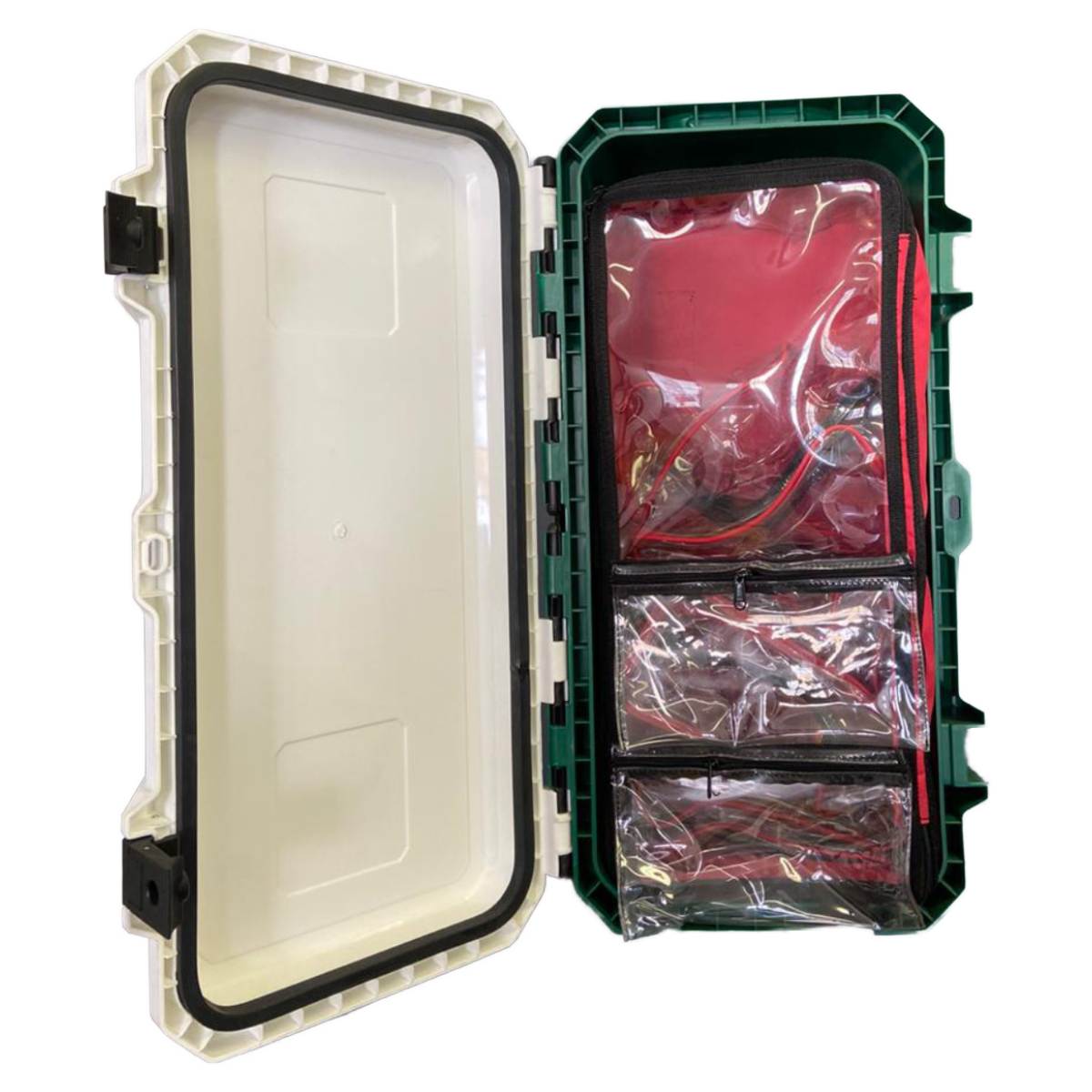 WALL MOUNT MEDICAL BOX + REMOVABLE BACKPACK White / Clear Lid