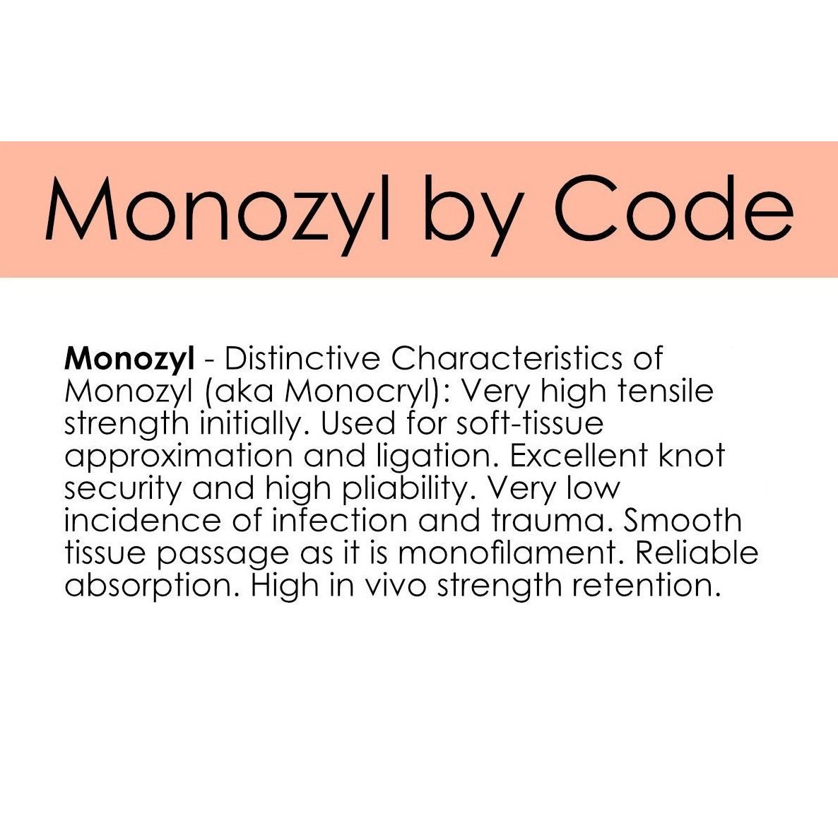 Monozyl Sutures – Absorbable Monofilament by Code